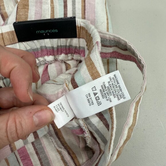 Maurices Colorful Stripe Linen Blend Belted Shorts Womens size Small NEW - Picture 4 of 9